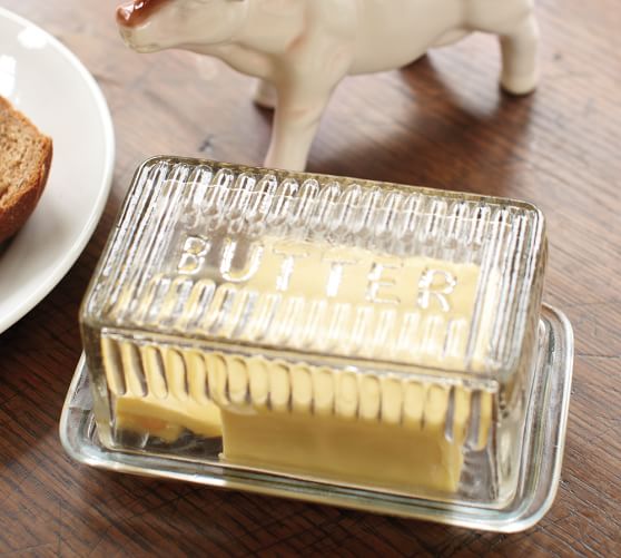 Pressed Glass Lidded Butter Dish