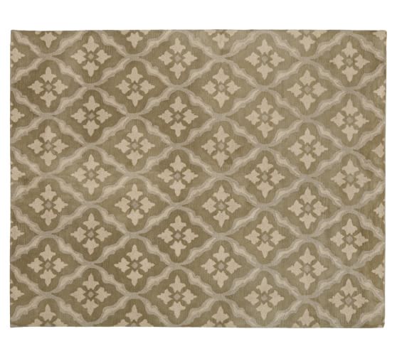 Misha Diamond Wool Rug, 2.5x9', Green