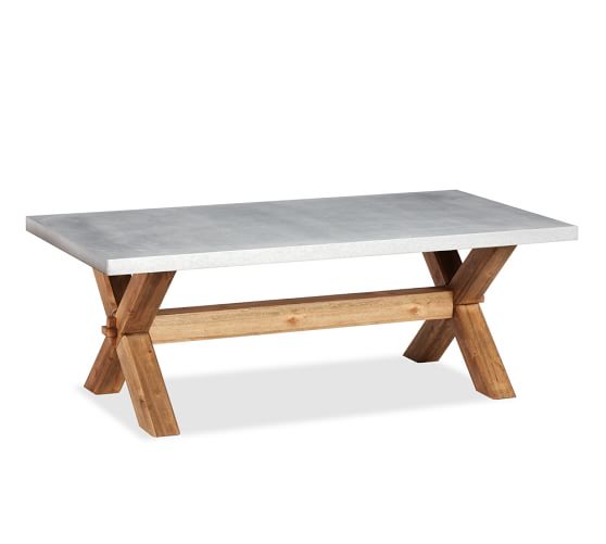 Abbott Zinc Top Rectangular Coffee Table Pottery Barn Abbott Zinc Top Rectangular Coffee Table. View Larger. Roll Over Image to Zoom. Scroll to Previous Item - Abbott Zinc Top Rectangular Coffee Table Pottery Barn