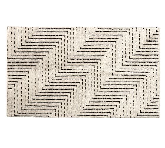 Zig Zag Dhurrie Rug Black/White Pottery Barn