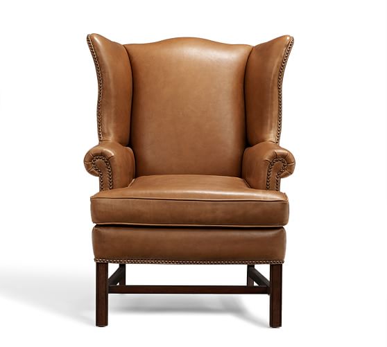 Thatcher Leather Wingback Chair Pottery Barn
