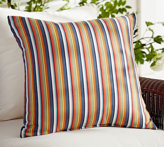 Sunbrella® Newport Stripe Indoor/Outdoor Pillow Pottery Barn