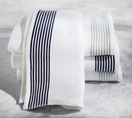 Striped Dobby Waffleweave Towels Pottery Barn