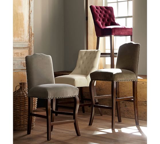 Hayes Tufted Barstools Pottery Barn Roll Over Image to Zoom - Hayes Tufted Barstools Pottery Barn