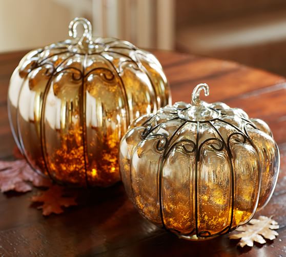 Mercury Glass & Wire Pumpkins Pottery Barn