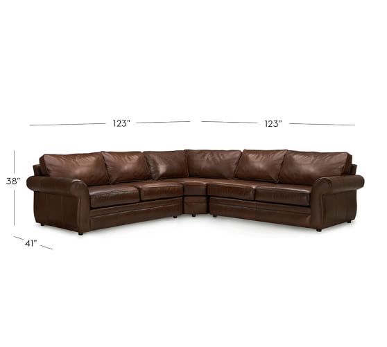 Pearce Leather 3Piece LShape Sectional with Wedge Pottery Barn