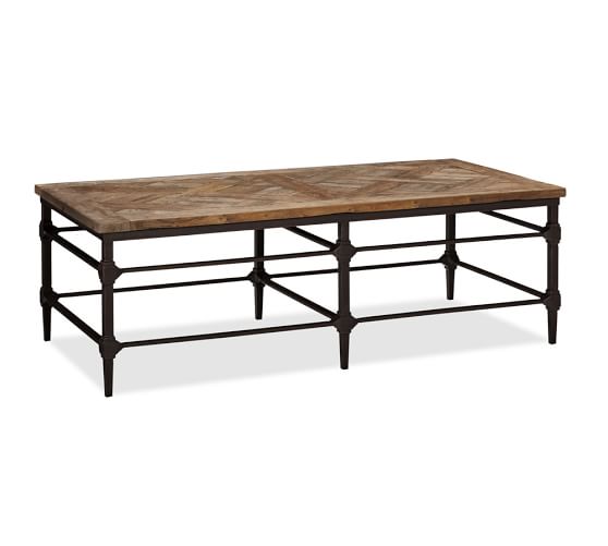 Parquet Reclaimed Wood Rectangular Coffee Table Pottery Barn