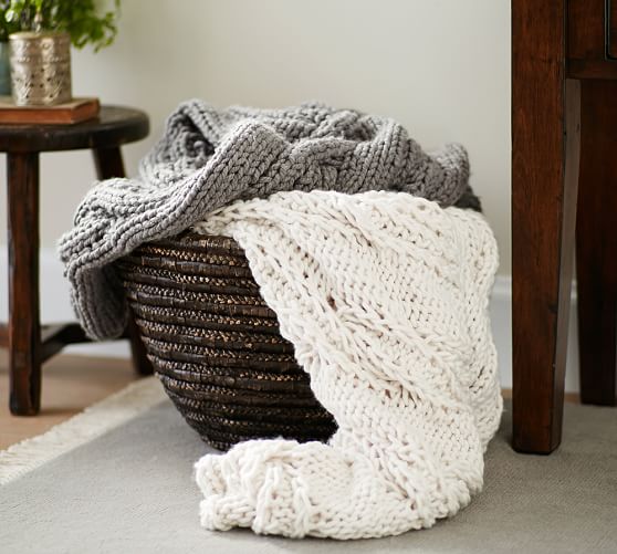 pottery barn chunky hand knit throw