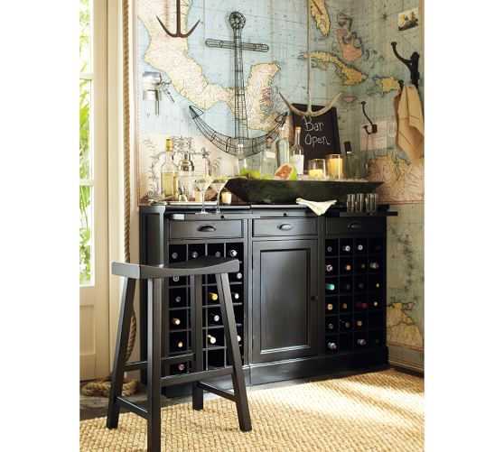 Modular Bar Buffet with 2 Wine Grid Bases & 1 Base Pottery Barn