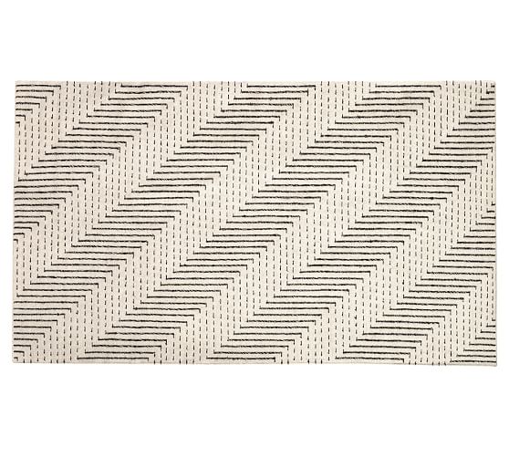 Zig Zag Dhurrie Rug Black/White Pottery Barn