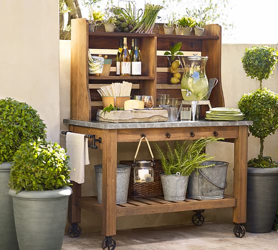 Abbott Zinc-Top Buffet Hutch | Pottery Barn