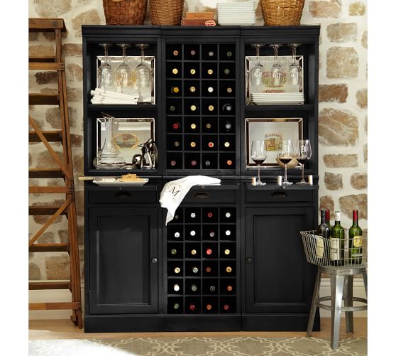 Modular Bar System with 1 Wine Hutch & 2 Open Hutch Pottery Barn