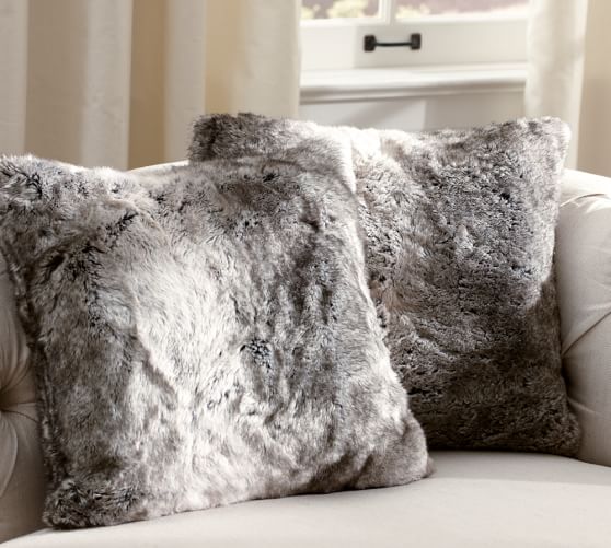 Faux Fur Pillow Cover Gray Ombre Pottery Barn