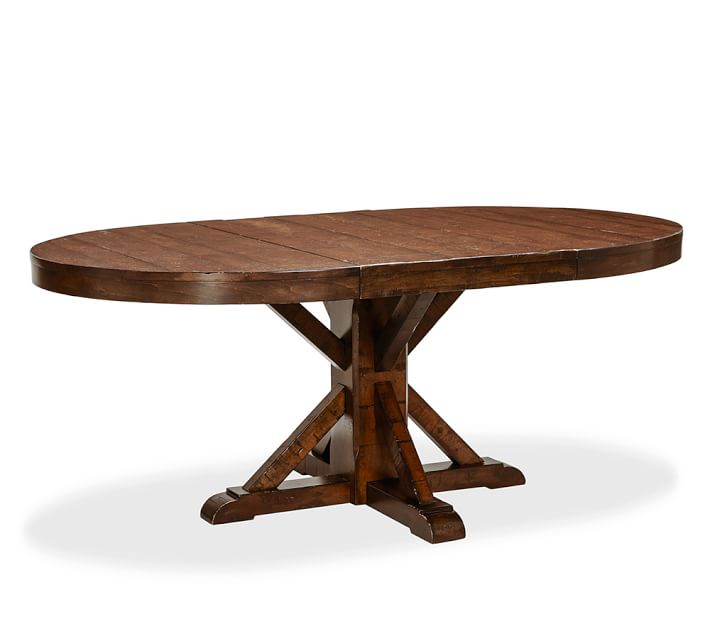 Benchwright Extending Pedestal Dining Table Alfresco Brown Benchwright Extending Pedestal Dining Table Alfresco Brown Pottery Barn