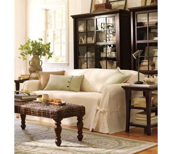 Twill TieArm LooseFit Slipcover Pottery Barn