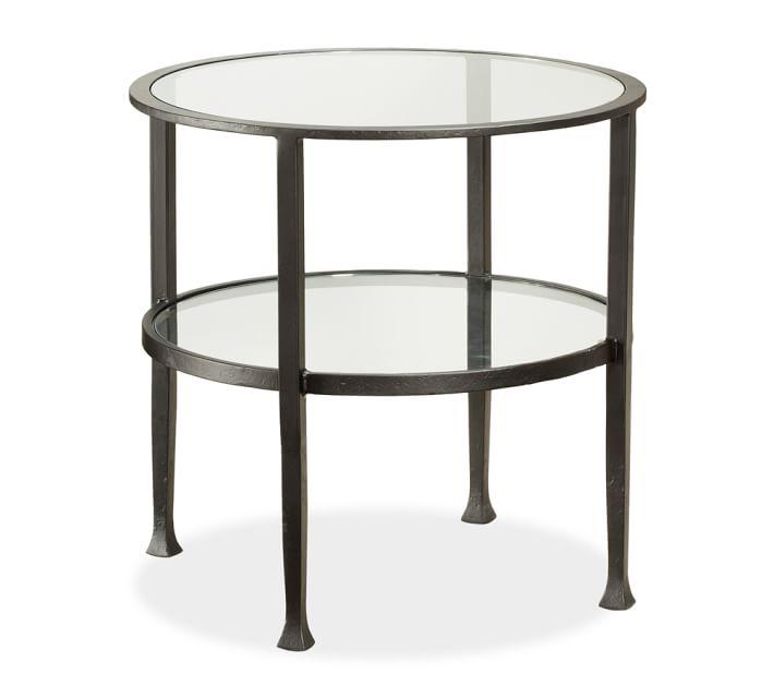 tanner round side table - bronze finish | pottery barn tanner round side table - bronze finish | pottery barn