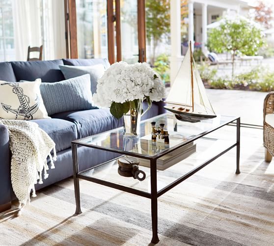 tanner rectangular coffee table - bronze finish | pottery barn tanner rectangular coffee table - bronze finish | pottery barn