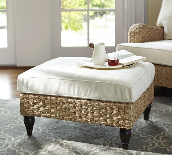 Fisher Woven Seagrass Ottoman Pottery Barn