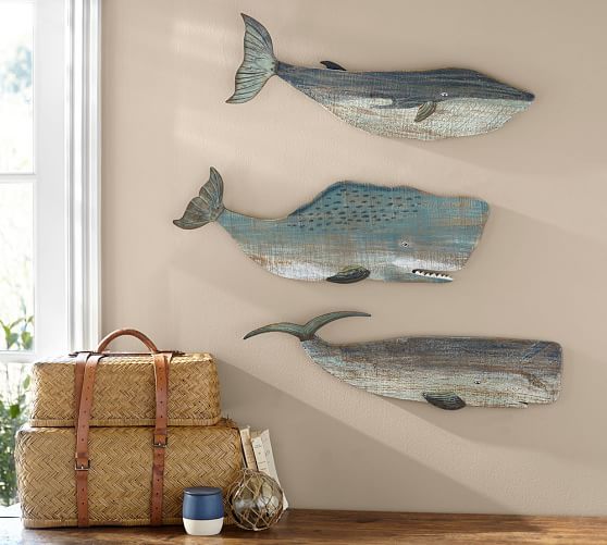 Wooden Whale Wall Art painted wood whales wall art set | pottery barn Wooden Whale Wall Art painted wood whales wall art set | pottery barn