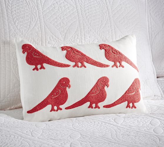 Parrot Embroidered Boudoir Pillow Cover Pottery Barn