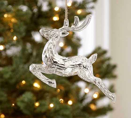 Acrylic Mirrored Reindeer Ornament Pottery Barn