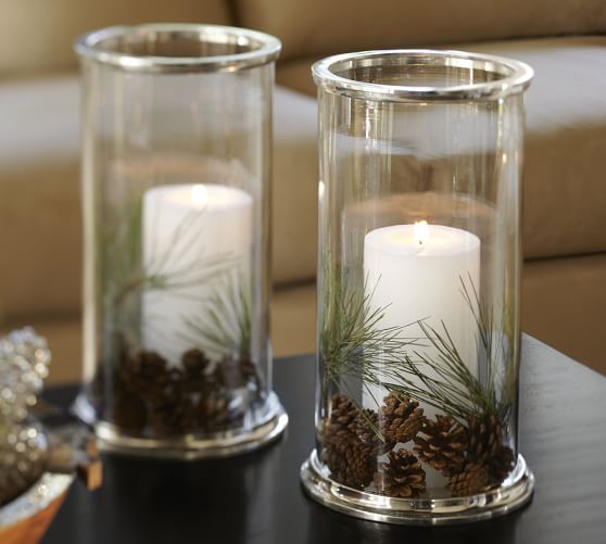 Silver Rim Glass Hurricane | Pottery Barn