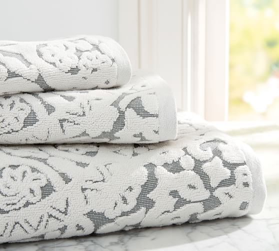 Sammie Tile Sculpted 650gram Weight Bath Towels Pottery Barn