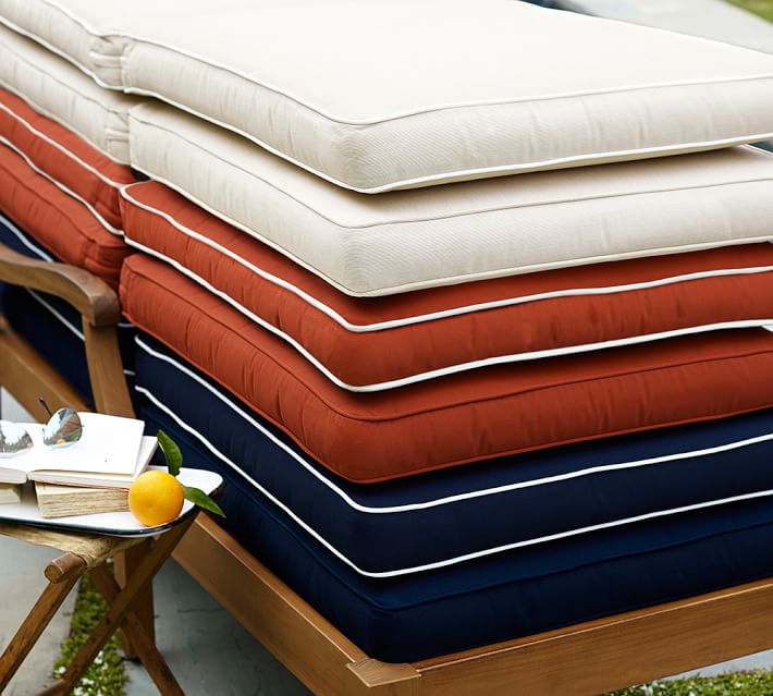 Sunbrella® Piped Outdoor Chaise Cushion - Solid Pottery Barn - Sunbrella® Piped Outdoor Chaise Cushion - Solid Pottery Barn