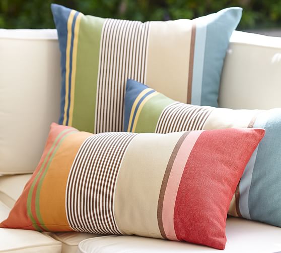 Hawthorne Stripe Indoor/Outdoor Lumbar Pillow Pottery Barn