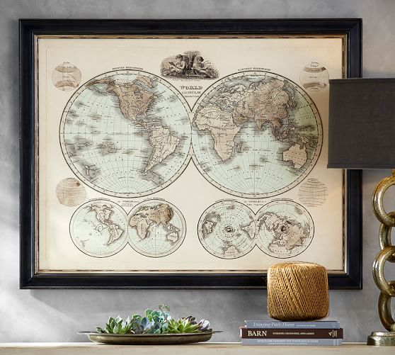 Global Map Framed Print Pottery Barn