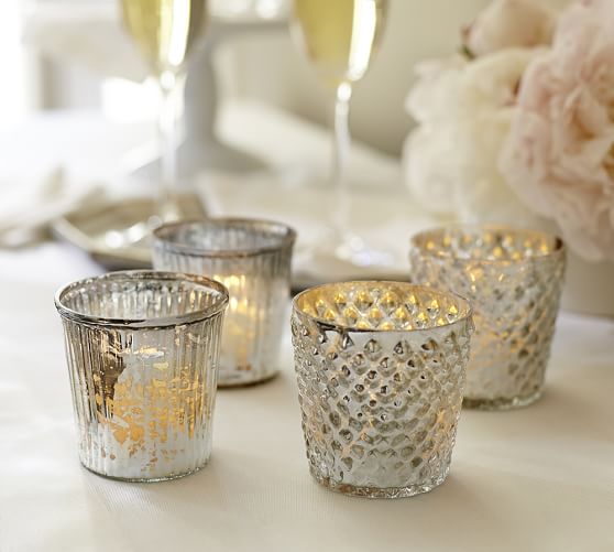 Mercury Glass Votive Cups, Set of 4 Pottery Barn