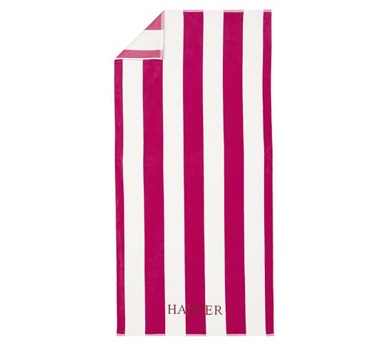 Reversible Awning Stripe Beach Towel Pink Pottery Barn