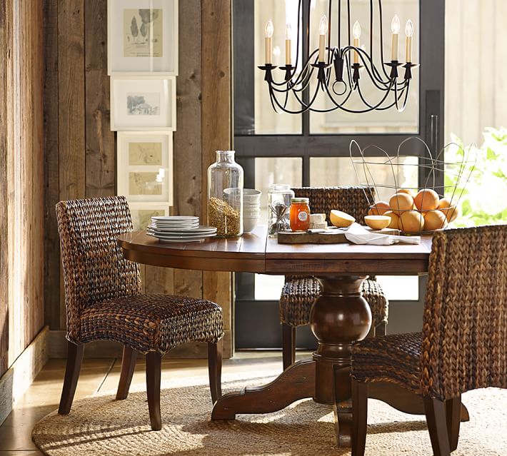 sumner extending pedestal table & seagrass chair 5-piece dining sumner extending pedestal table & seagrass chair 5-piece dining