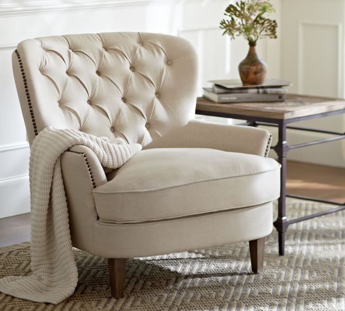Cardiff Tufted Upholstered Armchair Pottery Barn - Cardiff Tufted Upholstered Armchair Pottery Barn