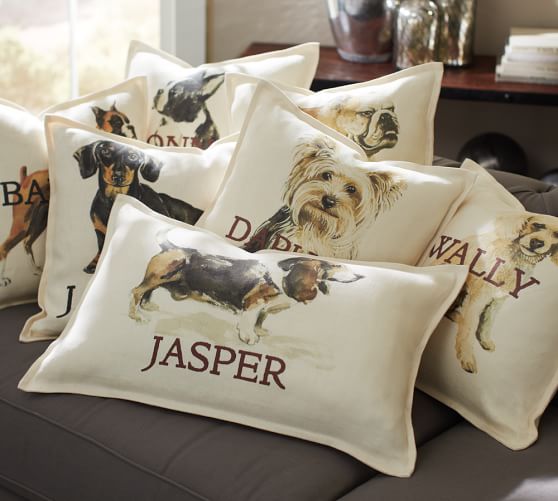 pottery barn christmas dog pillow