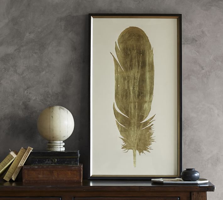 Leaf Wall Art gold leaf feather framed print | pottery barn Leaf Wall Art gold leaf feather framed print | pottery barn