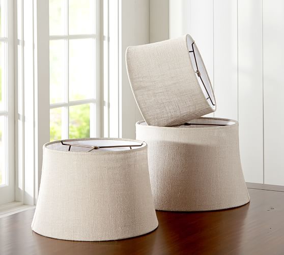 Burlap Upholstered Tapered Drum Lamp Shade Navy & Gray Pottery Barn