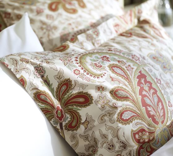 Charlie Paisley Organic Duvet Cover & Sham Red Pottery Barn