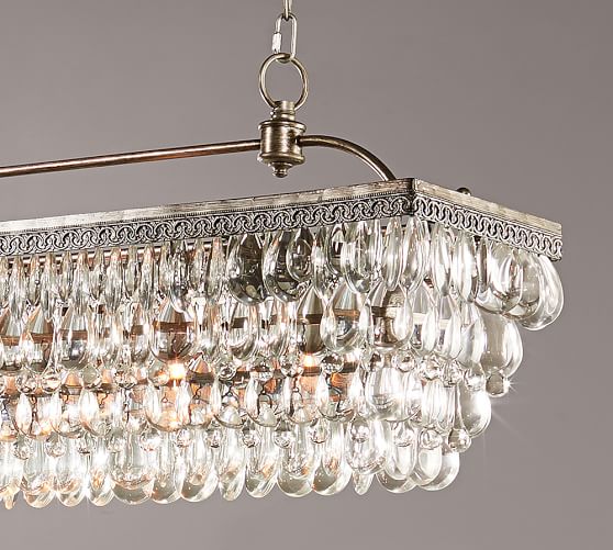 Clarissa Crystal Drop Rectangular Chandelier Pottery Barn