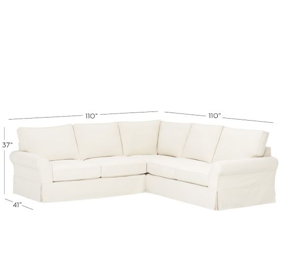 PB Comfort Roll Arm Slipcovered 3Piece LShaped Sectional with Corner