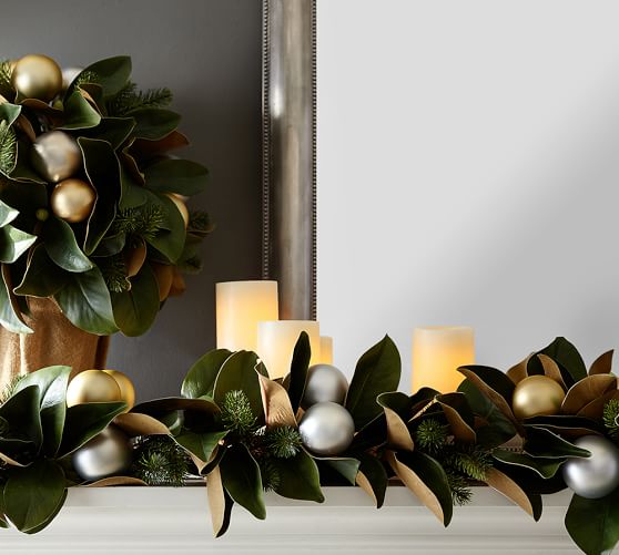 Outdoor Ornament Magnolia Wreath & Garland Gold/Silver Pottery Barn
