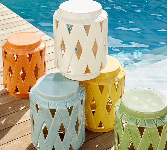 Lattice Ceramic Accent Table Pottery Barn