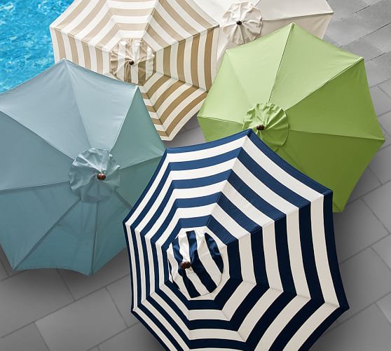 Premium Sunbrella® Round Umbrella Stripe Pottery Barn