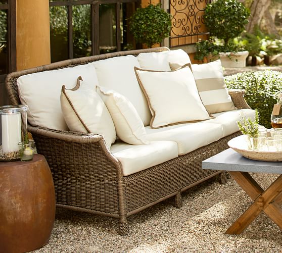 Saybrook All Weather Wicker Sofa Pottery Barn