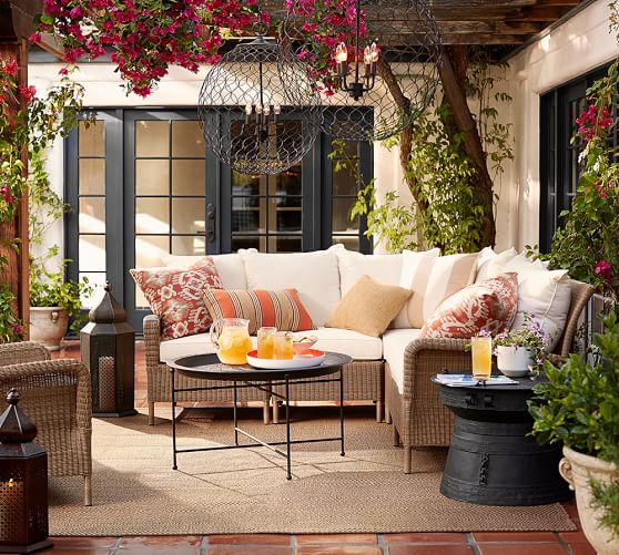 Sunbrella Passage Stripe Indoor/Outdoor Lumbar Pillow Pottery Barn