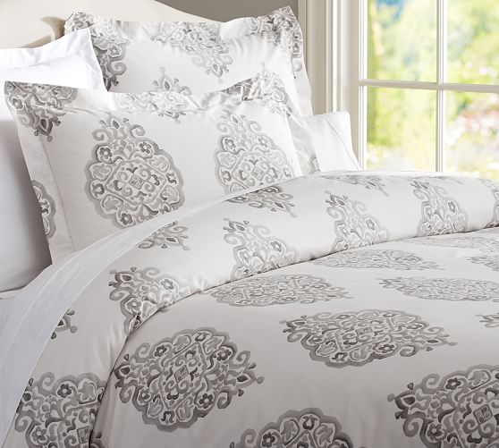 Asher Organic Duvet Cover & Sham Gray Pottery Barn
