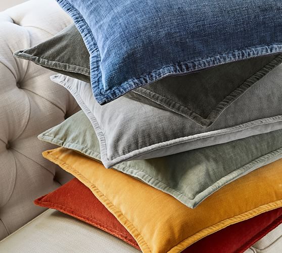 Washed Velvet Pillow Cover Pottery Barn