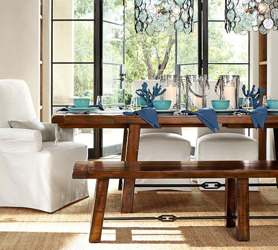 Benchwright Extending Dining Table, Alfresco Brown Pottery Barn