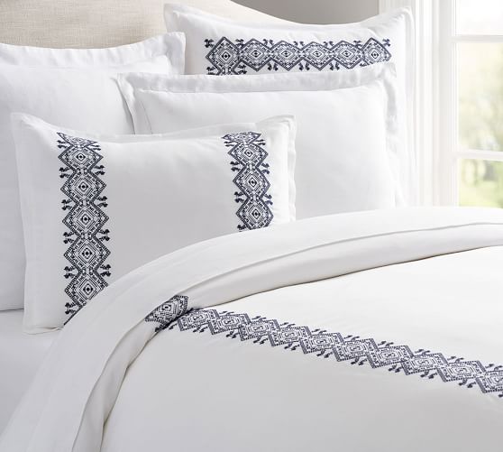 Cross Stitch Embroidered Duvet Cover & Sham Pottery Barn