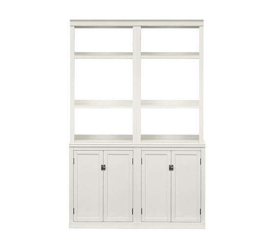 Logan Bookcase with Doors, Antique White Pottery Barn
